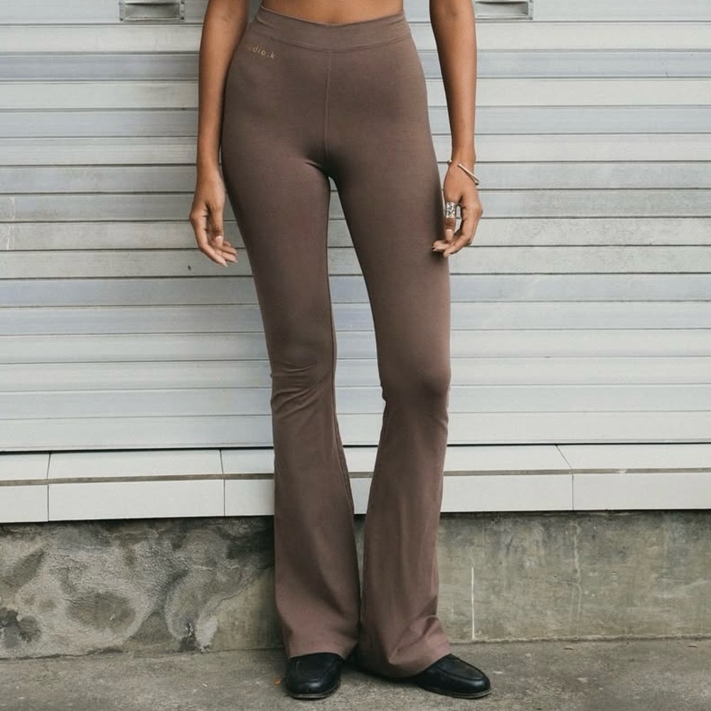 Studio K Bamboo Flare Pants in Taupe